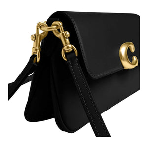 COACH Jet 25 Logo Leather Crossbody Black.