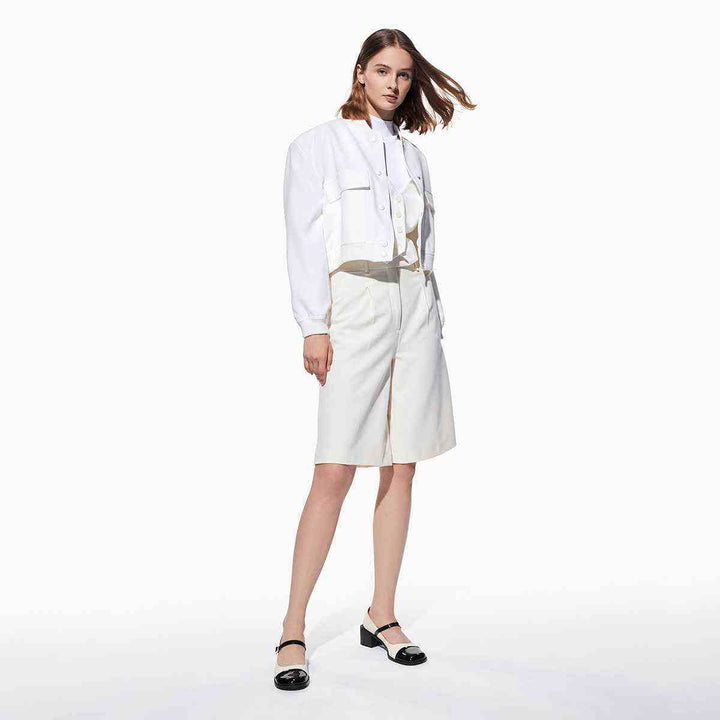 CHARLES&KEITH Mary Jane shoes with black and white contrast design.
