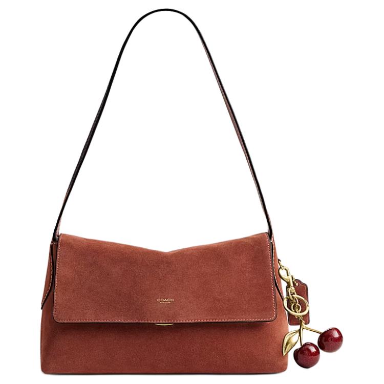 COACH Chelsea 30 Minimalist Design Push-Lock Cleavage Leather Single Shoulder Bag Large Women's Terracotta Color