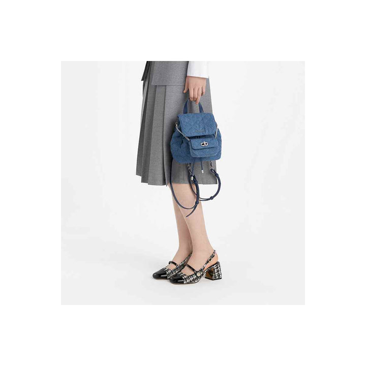 CHARLES&KEITH Mary Jane tweed heels with wide heel and pearl buckle.