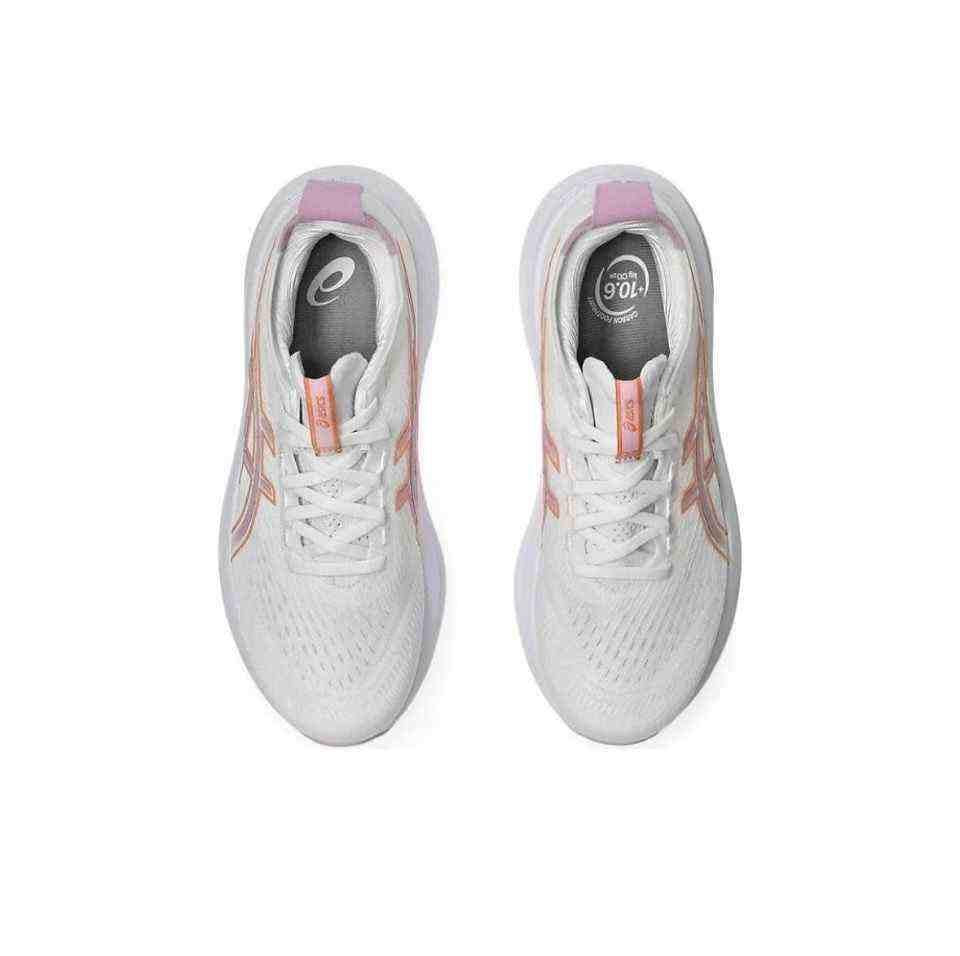 حذاء للجري ASICS بتقنية PureGEL مريح لون أبيض وبرتقالي.