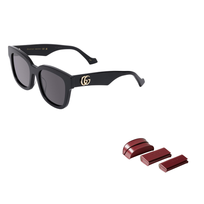نظارات Gucci شمسية Square سوداء بإطار كلاسيكي فاخر.