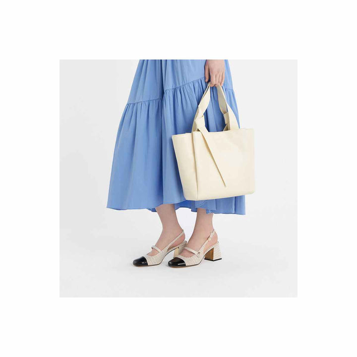 CHARLES&KEITH Mary Jane tweed shoes with wide heels, elegant and modern design.