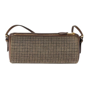 MIU MIU Miu Miu Leather Logo Text Fabric Pen Holder Bag Single Shoulder Bag Women's Dark Brown