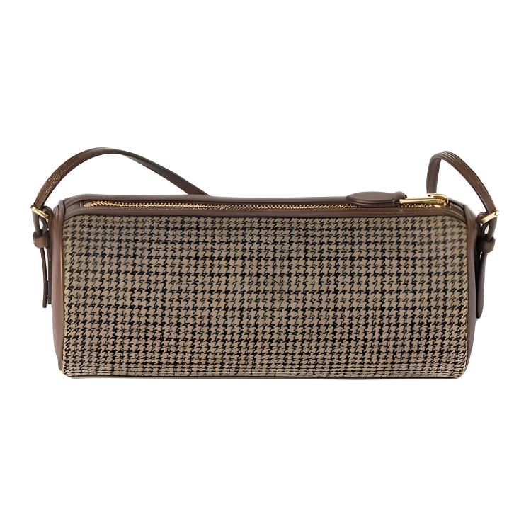 MIU MIU Miu Miu Leather Logo Text Fabric Pen Holder Bag Single Shoulder Bag Women's Dark Brown