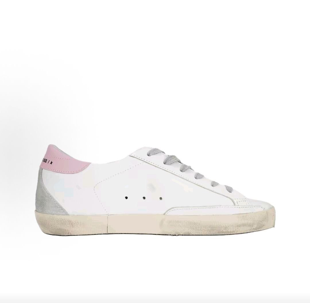 Women's Golden Goose Super-Star sneakers in white and pink