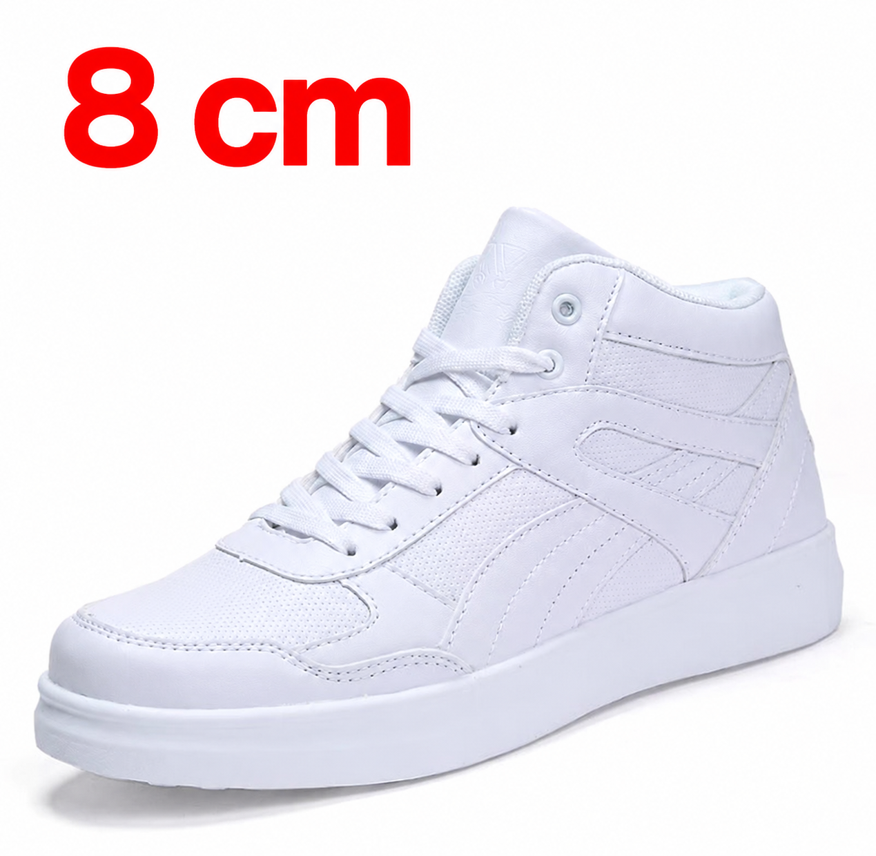 حذاء رياضي High-Top أبيض بزيادة طول 8 سم