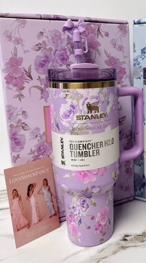 كوب Stanley Quencher H2.0 بنقوش زهور LoveShackFancy.