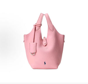 Ralph Lauren Polo Play Signature Pony Embossed Hardware Hobo Bag, Leather Shoulder/Handbag, Small Size, Women's, Marshmallow Pink