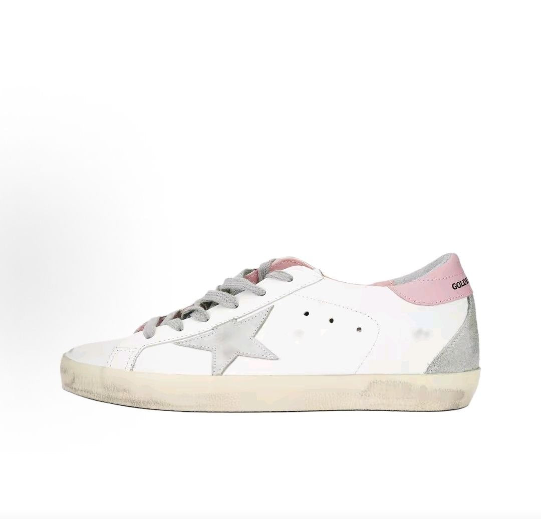 Women's Golden Goose Super-Star sneakers in white and pink