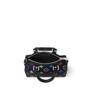 حقيبة Louis Vuitton Nano Speedy بنقشة Murakami الملونة سوداء.
