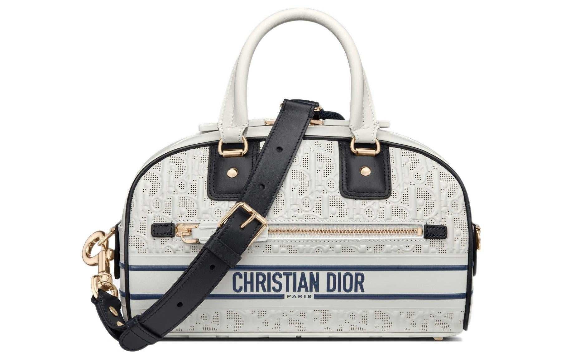 Dior Vibe Classic Bowling Bag | حقيبة ديور فايب بولينج كلاسيك (أبيض وأزرق) 👜✨.
