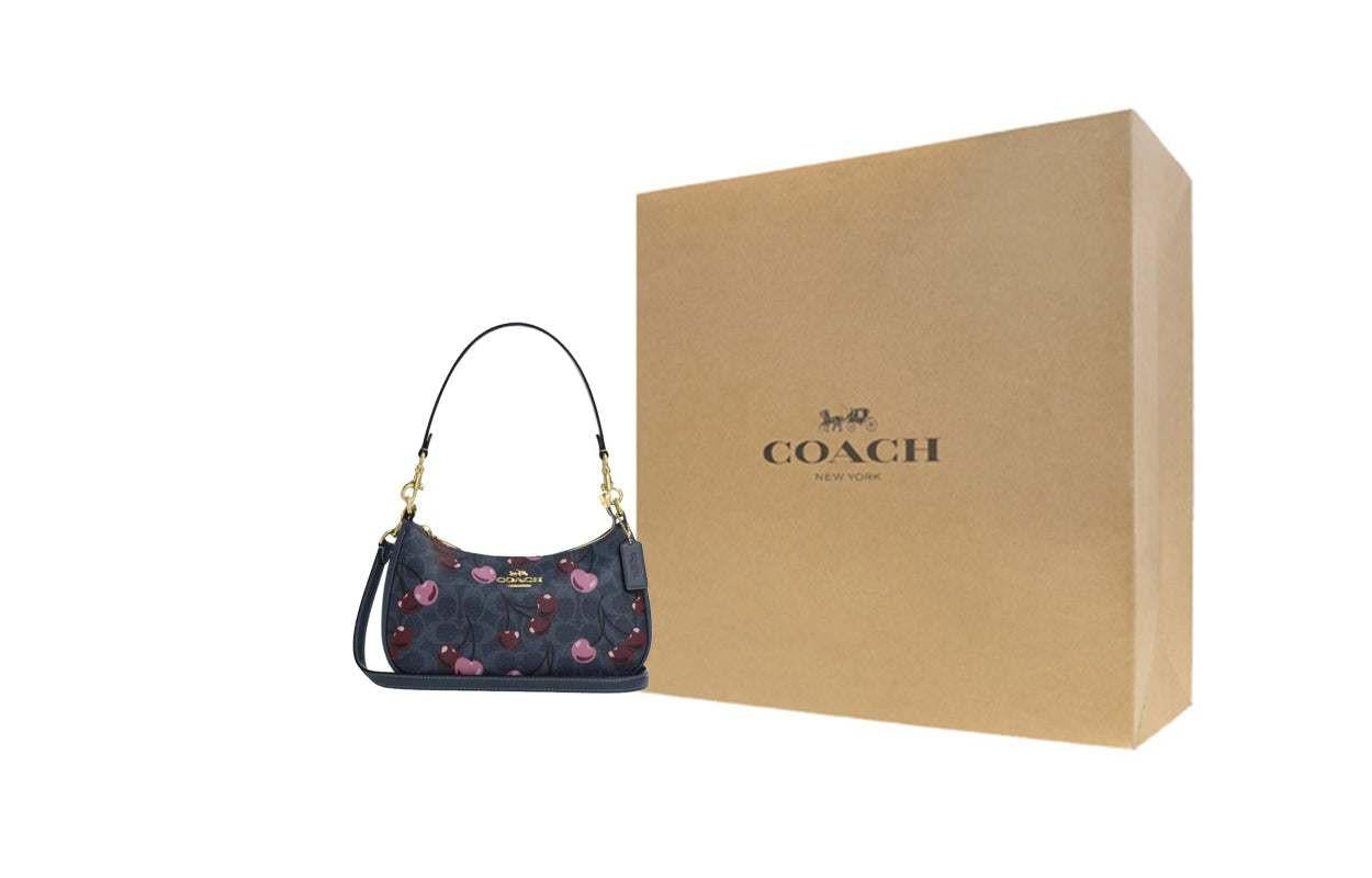Coach Teri Shoulder Bag with Cherry Print (Blue) - حقيبة كوتش تيري كحلي بنقشة الكرز.