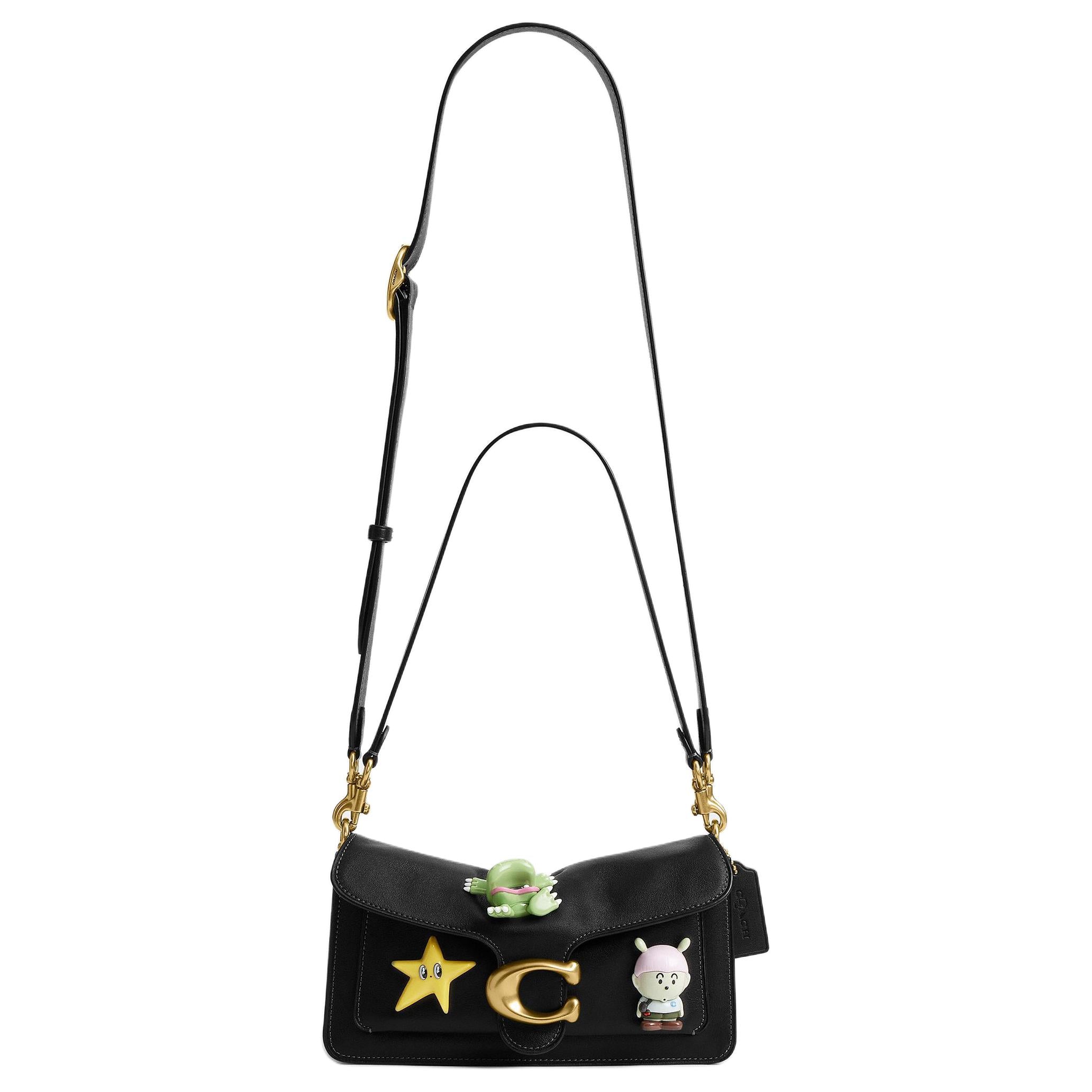 COACH x BRAIN DEAD Collaboration Soft Tabby 26 Pin Decoration Cowhide Single Shoulder Bag Medium Unisex Couple Style Black