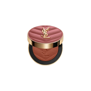 بلاشر بشعار YSL بدرجة وردي ترابي، العلبة مغلقة ومفتوحة