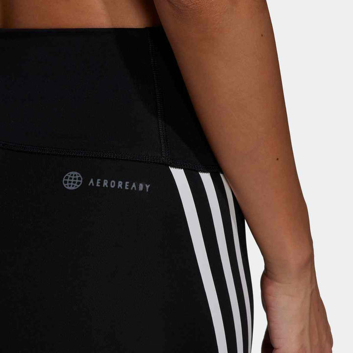 adidas women's classic striped sports leggings close-up.