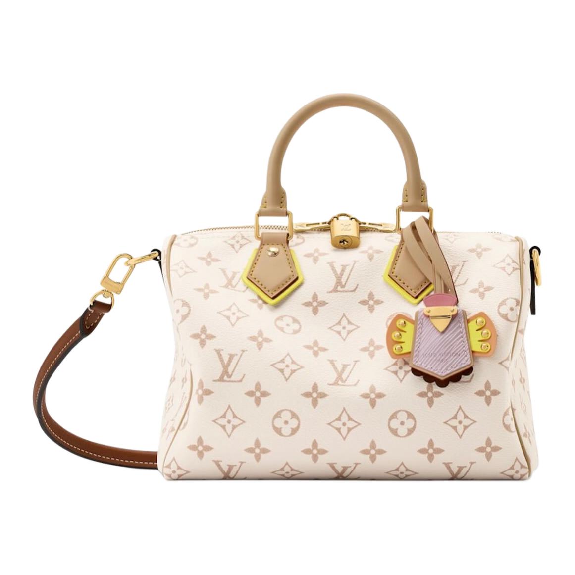 LOUIS VUITTON Speedy BANDOULIÈRE 25 Classic Monogram Detachable Shoulder Strap Quirky Leather Trim Coated Canvas Handbag Women's Off-White