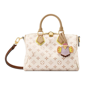 LOUIS VUITTON Speedy BANDOULIÈRE 25 Classic Monogram Detachable Shoulder Strap Quirky Leather Trim Coated Canvas Handbag Women's Off-White
