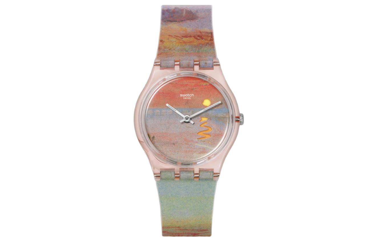 SWATCH Quartz Movement 30m Water Resistance Unisex Unisex Watch 34mm Red Dial Biogenic Case Silicone Strap