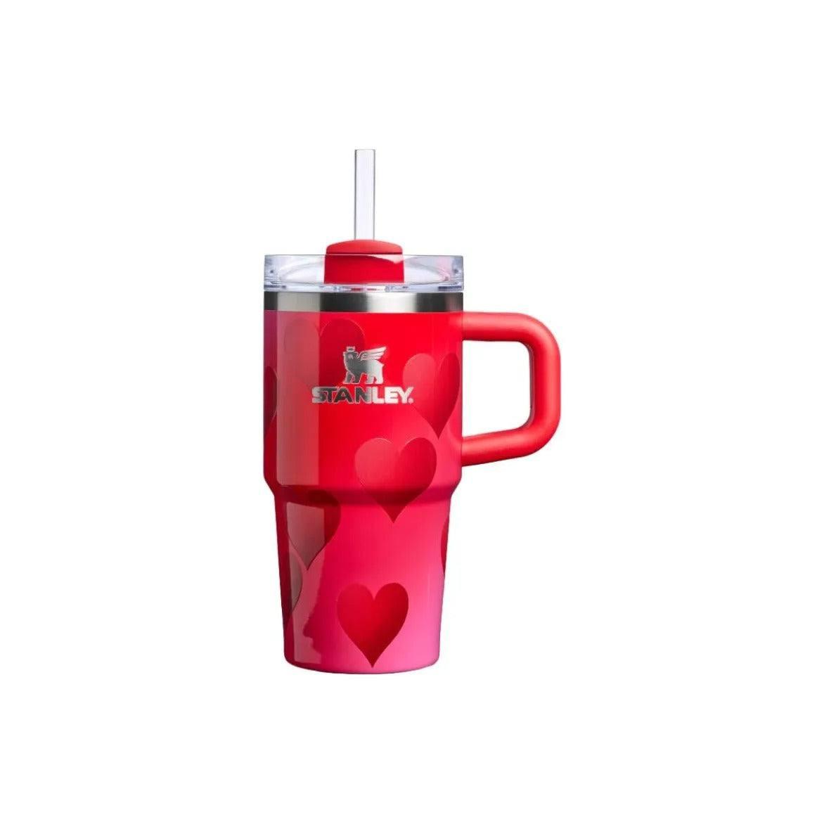 كوب Stanley Tumbler إصدار باللون الأحمر مع قلوب 591ml ❤️✨.