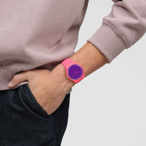 SWATCH Swatch Essentials Quartz Movement 30m Water Resistance Unisex 41mm Purple Dial Biogenic Case Silicone Strap