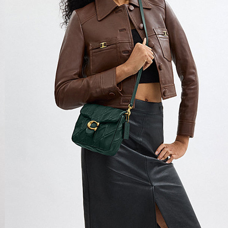 COACH Tapby 17 Brand Logo Flip Flip Closure Sheepskin Crossbody Shoulder Bag Small Women's Jungle Green