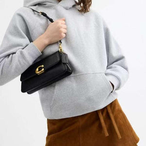 COACH Jet 25 Logo Leather Crossbody Black.