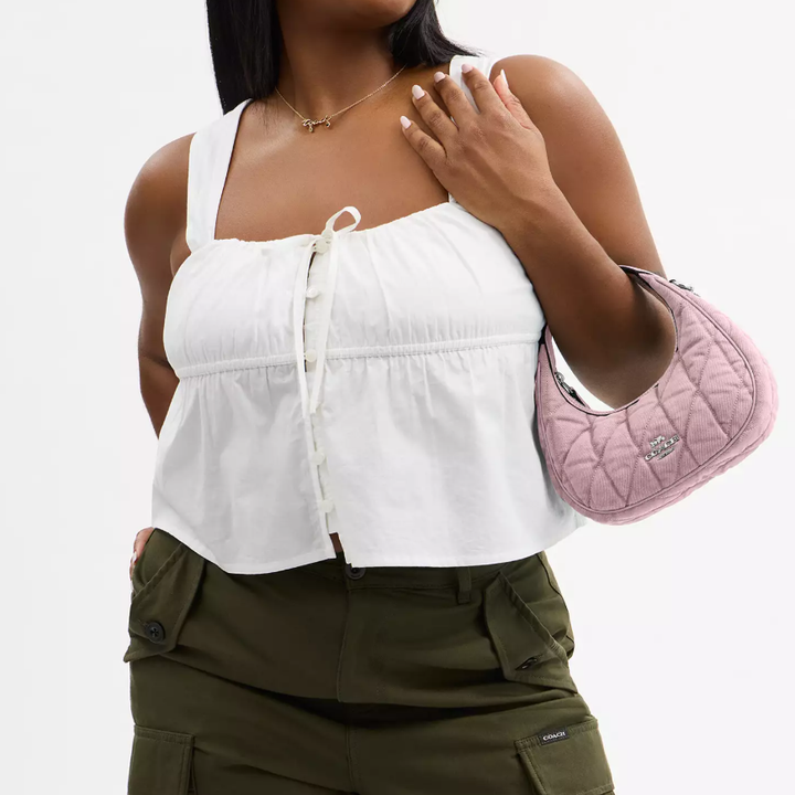 COACH CARMEN 20 Logo Detachable shoulder strap Denim in smooth leather Crossbody shoulder tote Mini Women's Carnation