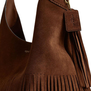 COACH Brooklyn 39 Fringe Swinging Fringe Trim Suede Single Shoulder Bag Large Women's Warm Brown