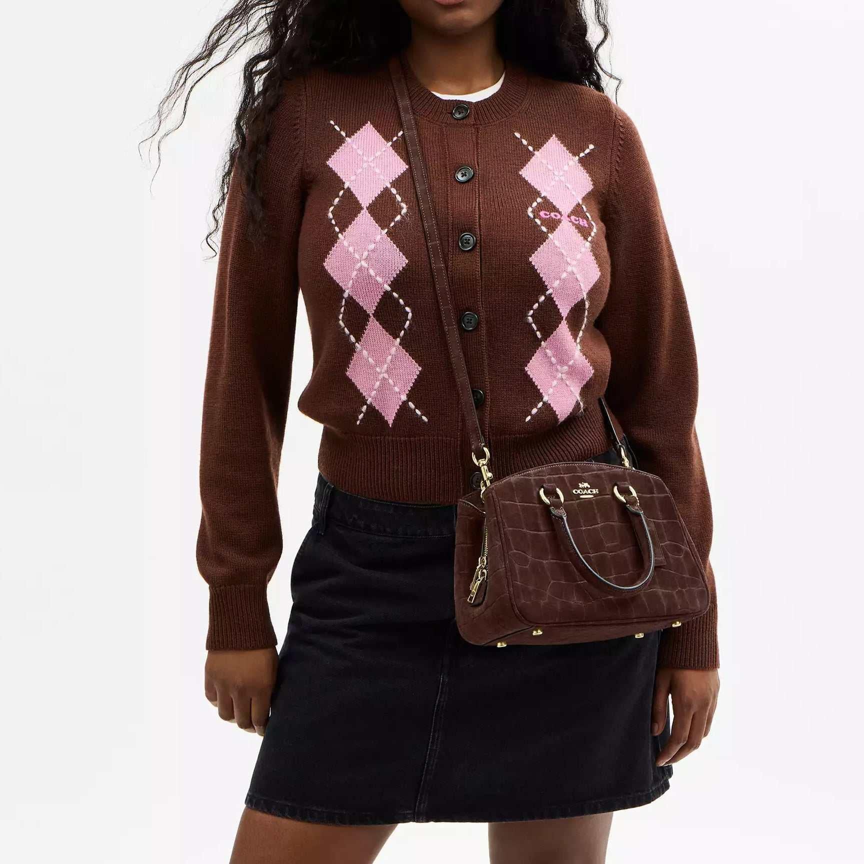 COACH Savannah 28  leather  Crossbody Tote Large  Maple.
