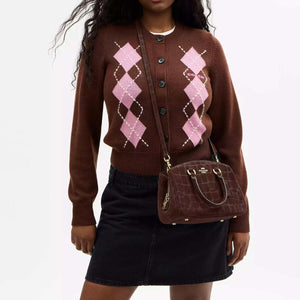 COACH Savannah 28  leather  Crossbody Tote Large  Maple.