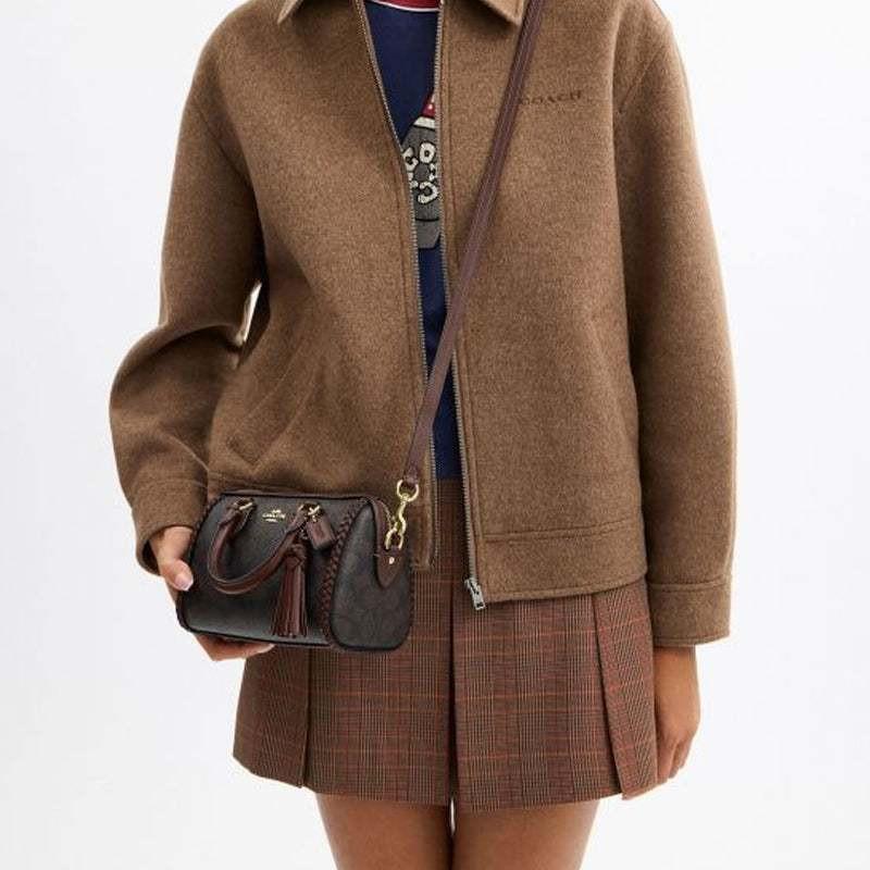 COACH Rowan 18  Tote Mini Maple Brown.