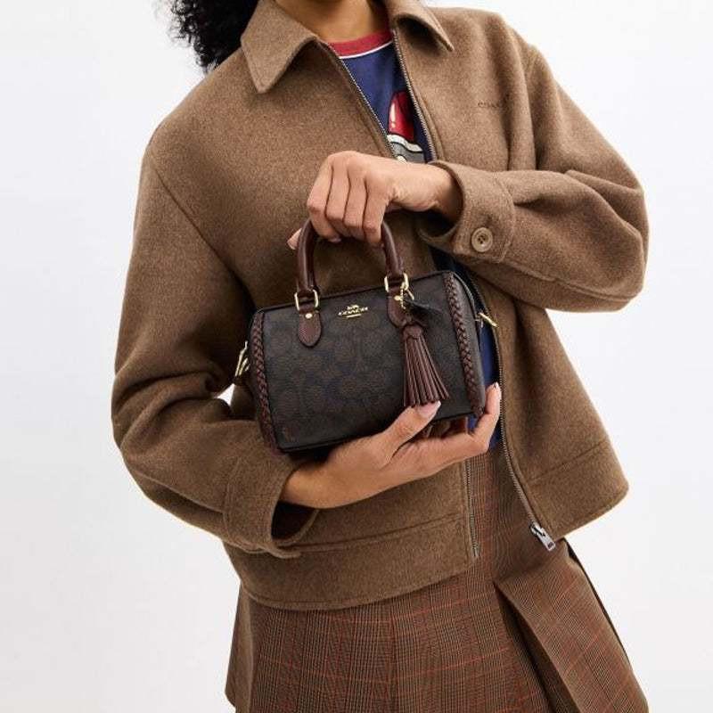 COACH Rowan 18  Tote Mini Maple Brown.