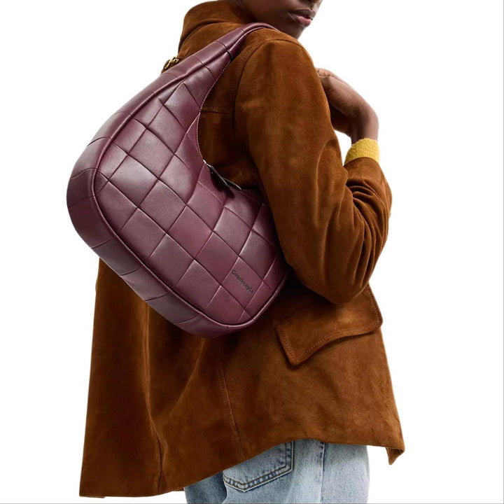 COACH Alter Ego 29 Crescent Bag Interior Snap Pocket Leather Shoulder Bag Tote Large Women's Merlot Burgundy