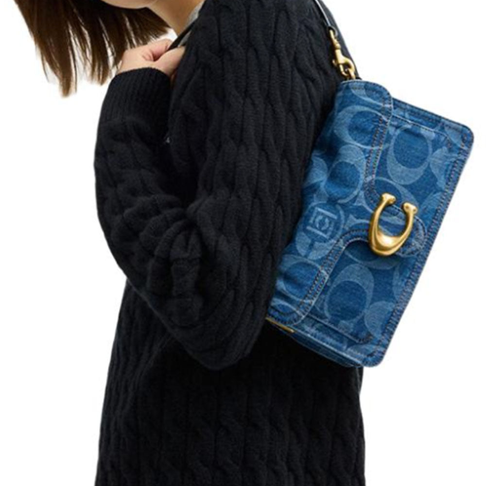 COACH x CLOT Collaboration Tabby 26 Metal Logo Fabric Crossbody Shoulder Bag Medium Size Women's Deep Indigo