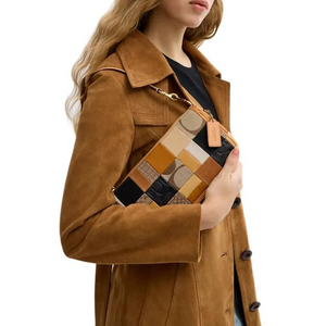COACH Plaza 25 Exquisite New York Style Cowhide Leather Single Shoulder Bag Medium Size Women's Brown