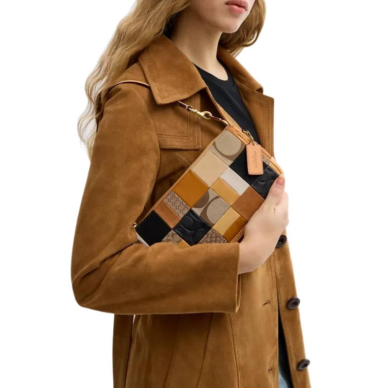 COACH Plaza 25 Exquisite New York Style Cowhide Leather Single Shoulder Bag Medium Size Women's Brown