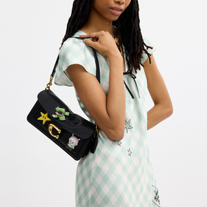 COACH x BRAIN DEAD Collaboration Soft Tabby 26 Pin Decoration Cowhide Single Shoulder Bag Medium Unisex Couple Style Black