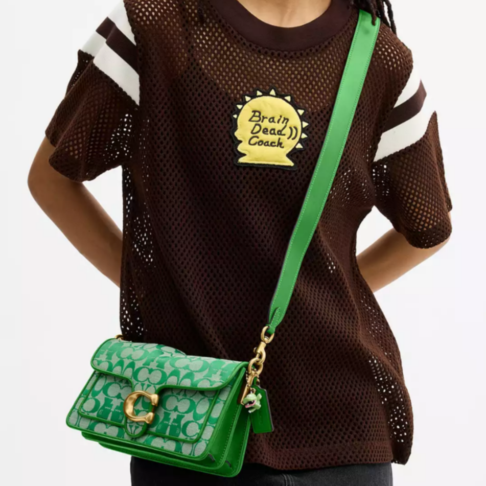COACH x BRAIN DEAD Collaboration Soft Tabby 25 Brand Logo Fabric Blend Leather Single Shoulder Bag Medium Women's Kelly Green