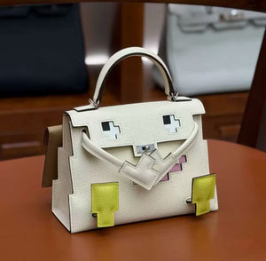 Mosaic Doll Bag Robot Kelly Bag Genuine Leather Cartoon Smiley Face Bag 2026 New Style Handbag Crossbody Bag for Women