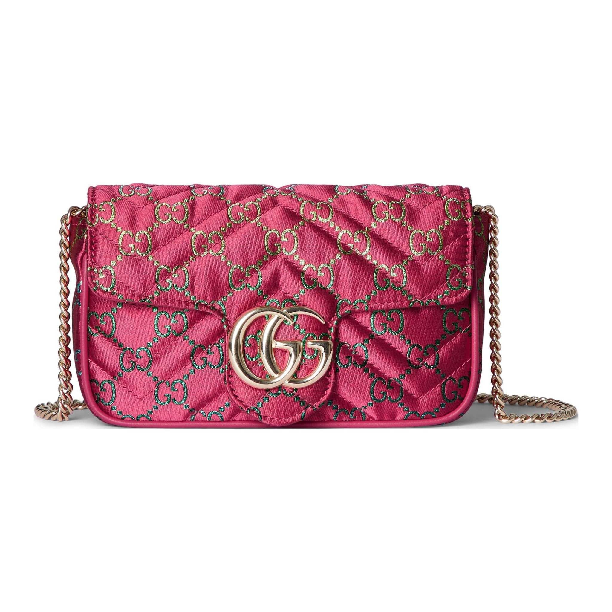 GUCCI GG Marmont canvas shoulder mini pink.