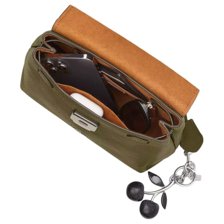 COACH Emory 25 Gold Logo Pebble Leather Tote Medium Women's Olive Green