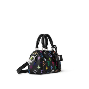 حقيبة Louis Vuitton Nano Speedy بنقشة Murakami الملونة سوداء.