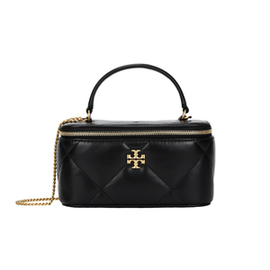 TORY BURCH حقيبة مستحضرات تجميل كيرا بتصميم مبطن بنقشة معينات جلد.