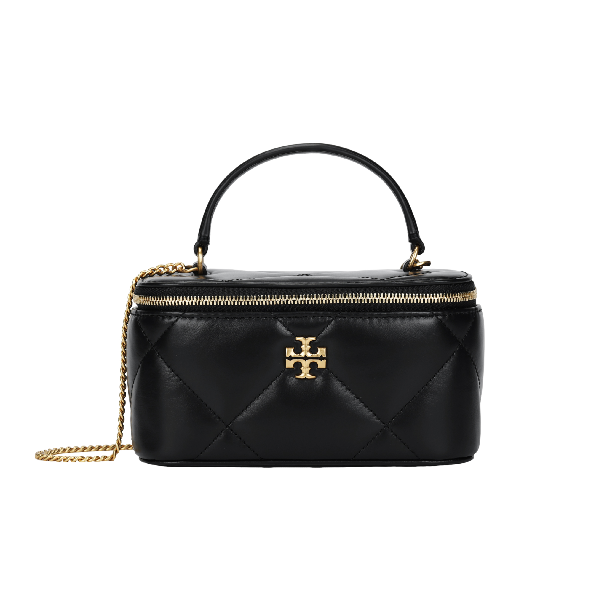 TORY BURCH حقيبة مستحضرات تجميل كيرا بتصميم مبطن بنقشة معينات جلد.