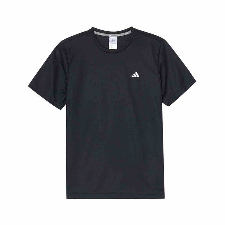 adidas black men's crewneck short sleeve T-shirt for summer athleisure and golf