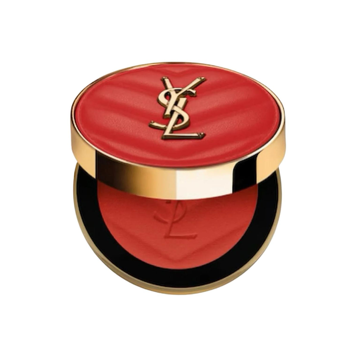 بلاشر بشعار YSL بدرجة حمراء، العلبة مغلقة ومفتوحة