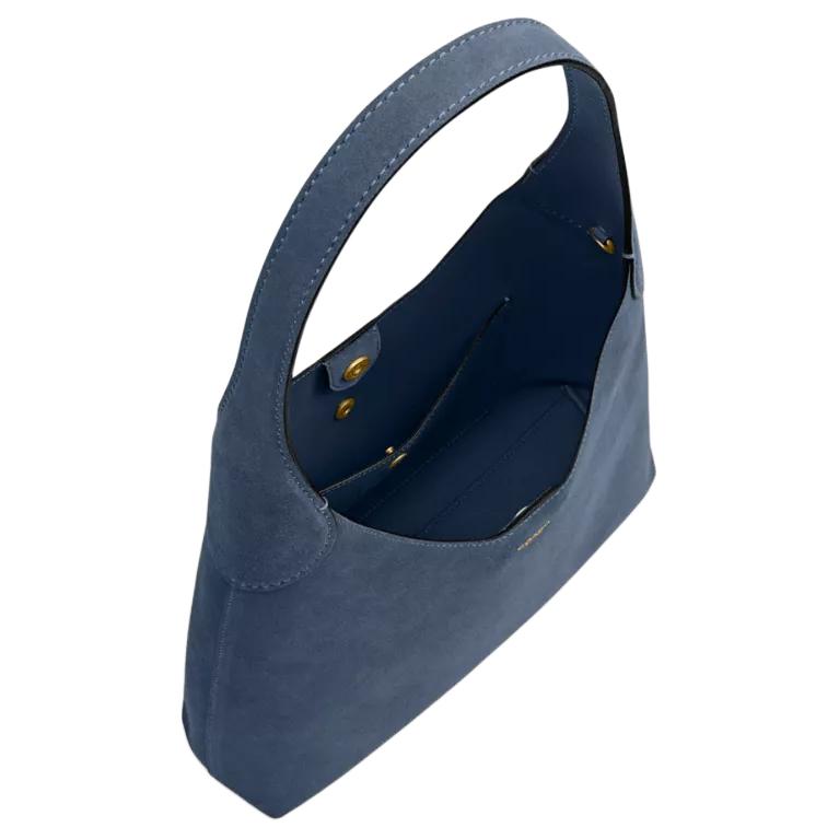 COACH Brooklyn 28 Gold Letter Embossed Cowhide Single Shoulder Bag Small Women's Denim Blue