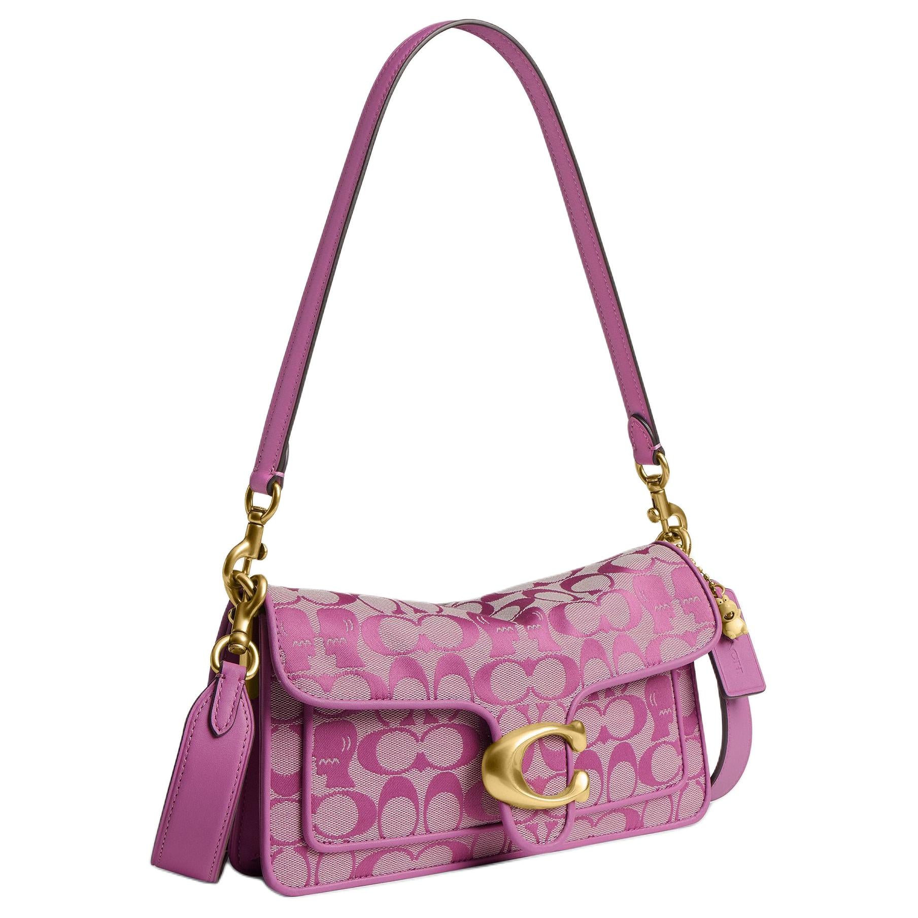 COACH x BRAIN DEAD Collaboration Tabby 26 External Zipper Bag Fabric with Cowhide Single Shoulder Bag Medium Size Women's Rose Red