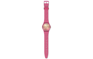 SWATCH Gent Quartz Movement 30m Water Resistance Women's Watch Swiss Watch 34*39.2mm Pink Dial Plastic Case Silicone Strap